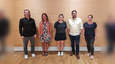 Der neue Ortsvorstand der Grünen (von li): Florian Wenzel, Monika Witte, Johanna Dorr (Sprecherin), Martin Modlinger (Sprecher) und Simone Duling. (Nicht im Bild ist Tim Kremer.) (Foto: Grüne Dachau)