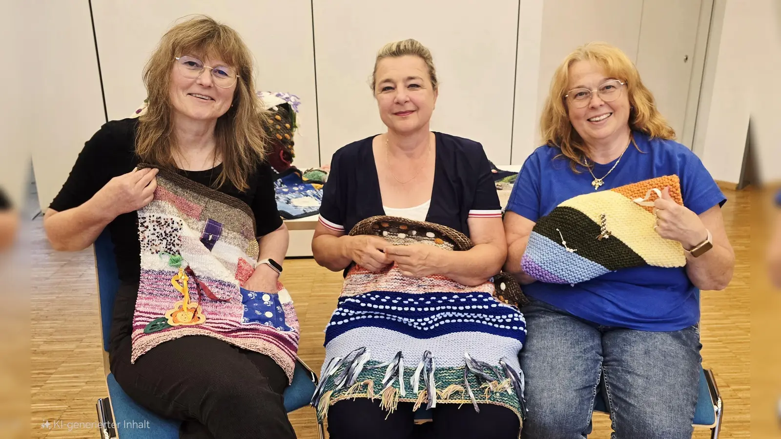 Renate Jatzeck (Gemeindecaritas), Alexandra Schäfer (Leitung Treffpunkt 50+ Mitte) und Susanne Dullinger, Ehrenamtliche des kreativen Handarbeitskreises (v. l.). (Foto: Caritas)