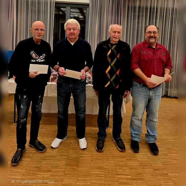 Turnierleiter Rainer Hartl überreichte den drei Erstplatzierten Johann Pölz, Rudolf Filser und Godehard Geble Geldpreise. (Foto: Brem)