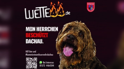 Mit Kind und Kegel und Hund wirbt die Dachauer Feuerwehr für ehrenamtliches Engagement. (Foto: Weimer & Paulus)