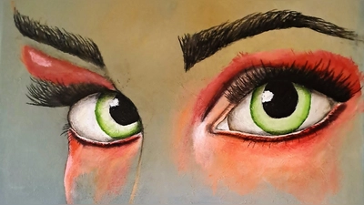 Ausschnitt: Gesicht 3 in Acryl von Margret Hanakam. (Foto: privat)